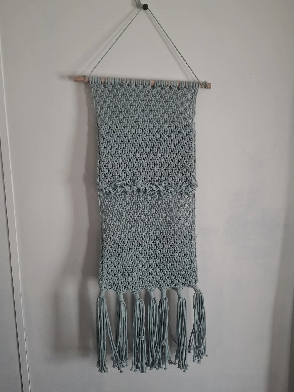 Source Unknown Light Blue Macramé Hanging Wall Organizer